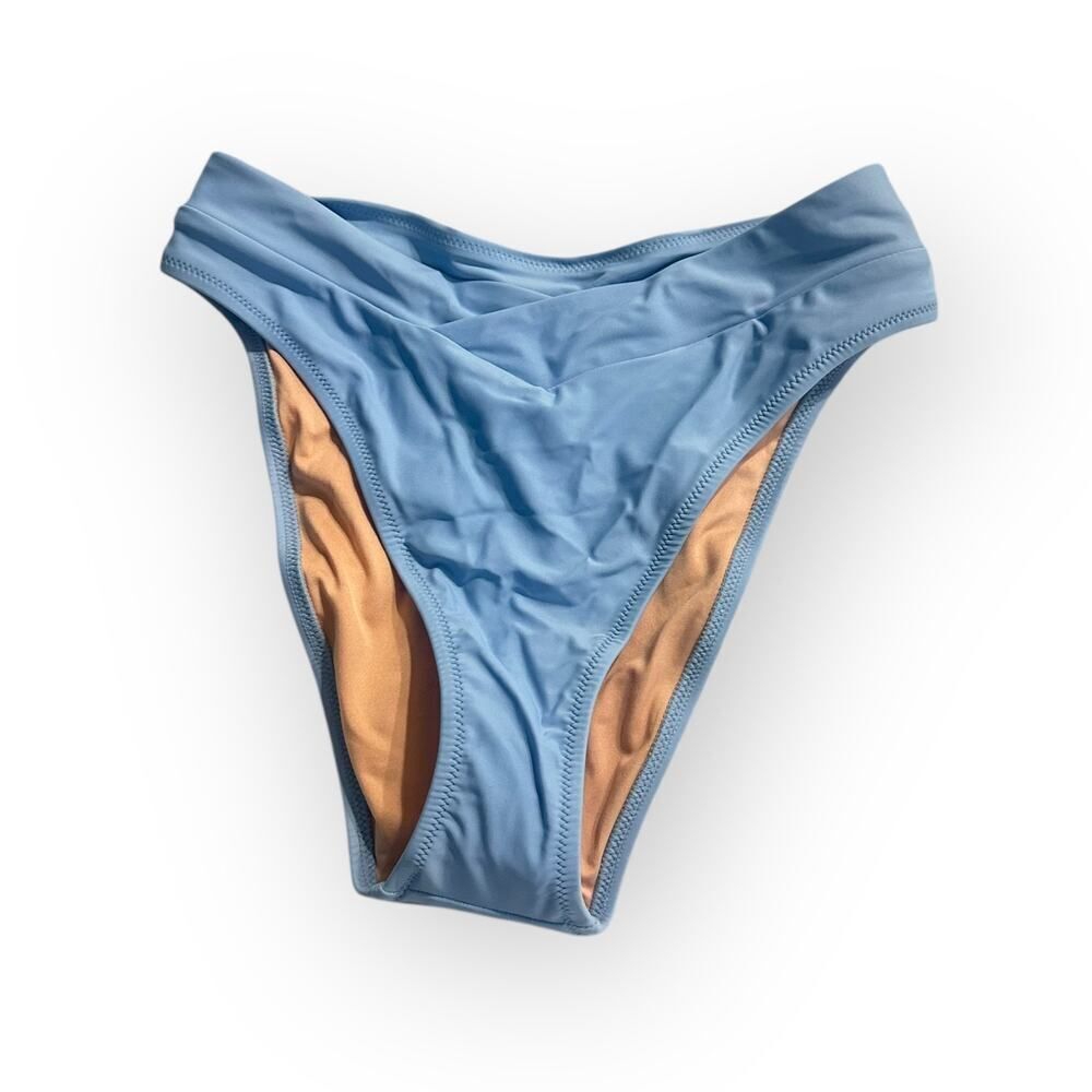 J.Crew Cross-Front Cheeky Bikini Bottom Women's Small Blue NWT